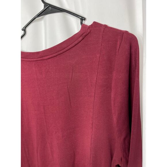 Chico's knit t-shirt tunic length top large 12 red burgundy THE UTLIMATE TEE - Picture 4 of 16